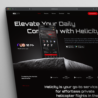 Helicity Company Profile dark figma helicity landing page ui ux website whitesky aviation