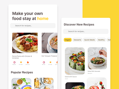 Food Recipes App app cookingapp cookinginspiration culinaryapp digitalrecipe food foodapp foodappdesign foodui recipedesign recipes recipesapp ui ux