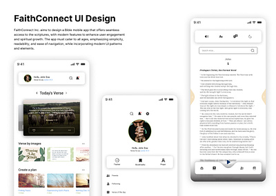 FaithConnect UI Design bible bible app figma mobile app mobile ui ui uiux verse