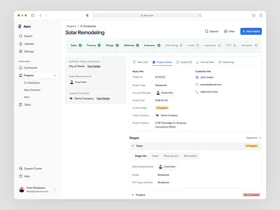 Solar Management Dashboard construction dashboard management solar ui ux