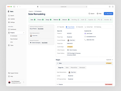 Solar Management Dashboard construction dashboard management solar ui ux