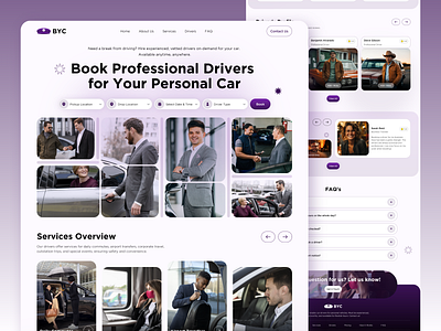 Book Professional Drivers for Your Car Anytime Fully Web Design branding car car driver driver booking full website graphic design hiring home page illustration landing page professional driver ui uiux web web design web development website