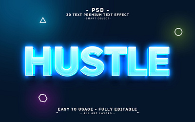 Hustle '' 3D Photoshop Text Effect Style editable text glow text glowing headline txt hudtle 3d text effect hustle text lighting psd psd text effect smart object