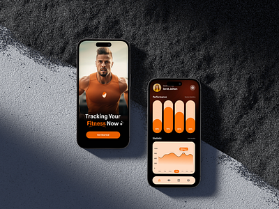 Statistics of Fitness App - Daily UI Day 66/100 app daily ui day 66 design ecommerce exercise fitbit fitness fitness mobile app ideation inspiration israt jogging mobile app orange running statistics strava ui uxisrat