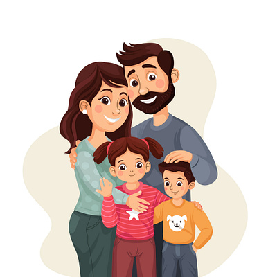 Happy family illustration design family flat design graphic design happy hug illustration kids men people smile vector women