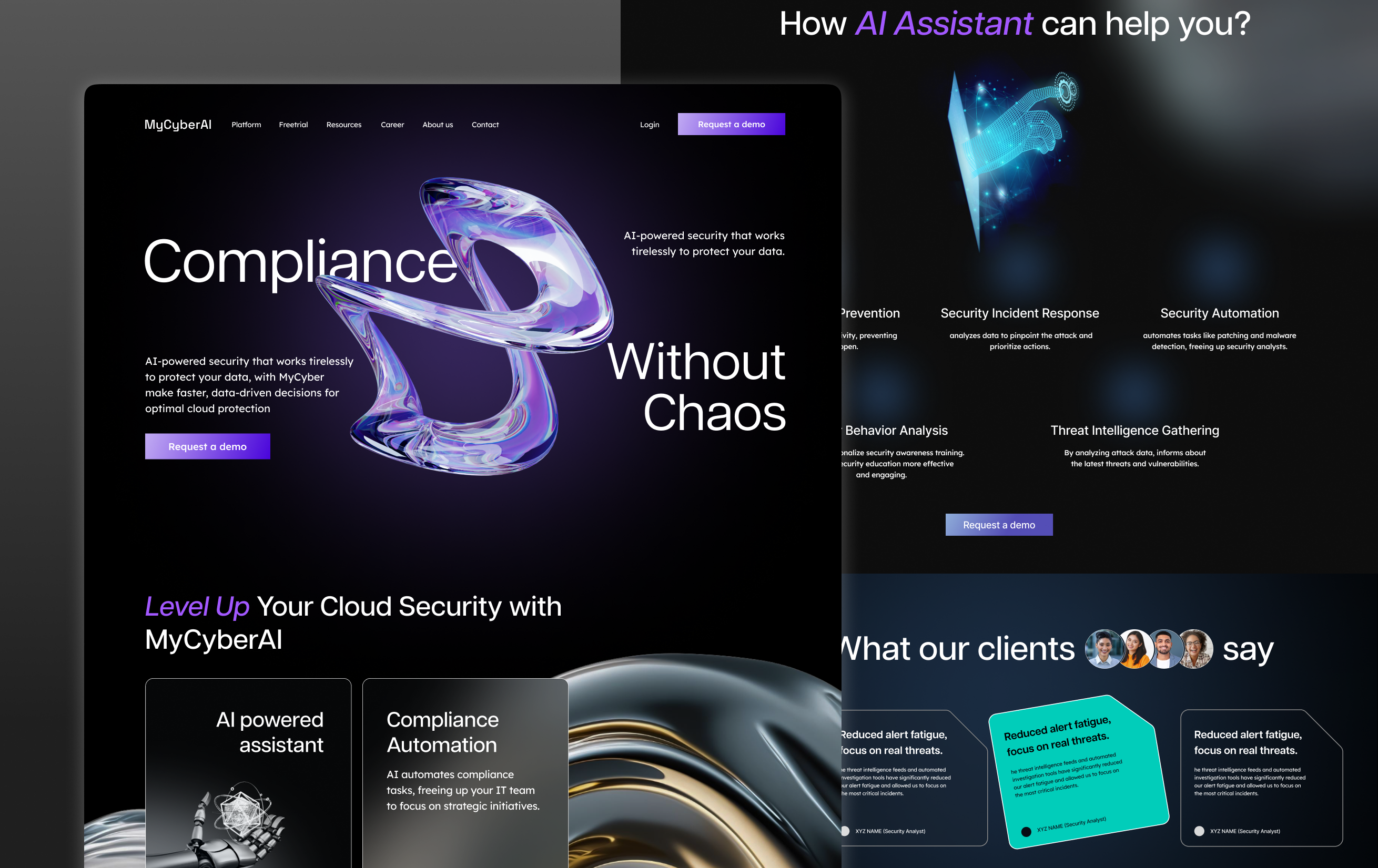 MyCyberAI Website ai cloud cyber security ui