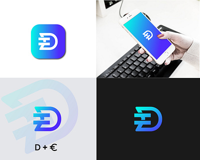 D Letter Euro Logo Design accounting app bitcoin blockchain coin credit card cryptocurrency d letter euro logo debit card dollar euro financial fintech money pay payment paypal token wallet wise