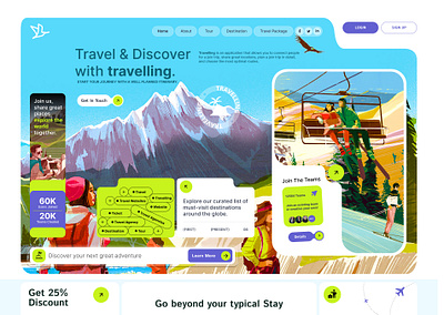 Travel Landing Page! 3d airline tickets airlines animation branding destination flights graphic design hotels logo motion graphics one travel travel news travel sites trip ui vacation vacation packages