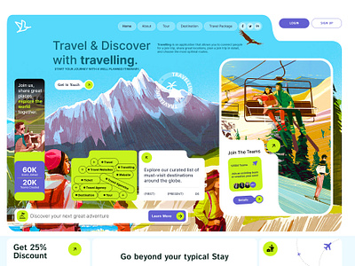 Travel Landing Page! 3d airline tickets airlines animation branding destination flights graphic design hotels logo motion graphics one travel travel news travel sites trip ui vacation vacation packages