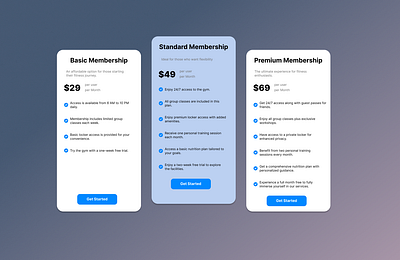 Pricing Page Design ui