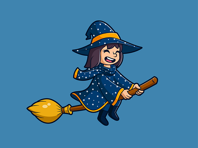 Cute Wizard Mascot art artist branding character design creepy cute design halloween holiday illustration kawaii kids logo mascot october vector wizard women