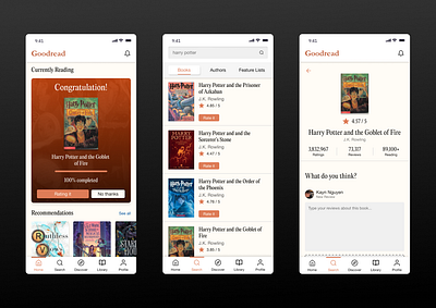 Goodread app book branding goodread graphic design mobile mockup redesign ui ux design