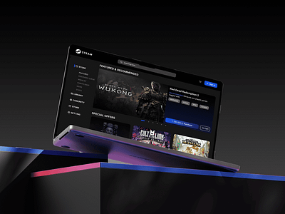 Steam black mockup personal project redesign steam ui ux design