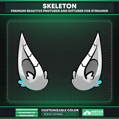 Vtuber Accessories Ears Skeleton - Vtuber Accessories creepy vtuber theme