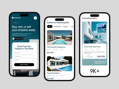 Real Estate App Design app design booking app ios minimal design mobile property app real estate real estate app real estate app design realestate rental app responsive design ui uiux