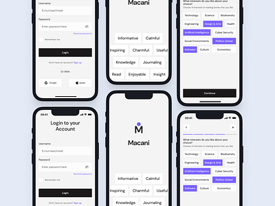 Macani - Journal App article book clean design figma interface ios journal minimalism mobile mobile app product design ui ui kit uiux ux