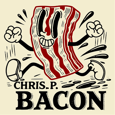 Chris P Bacon branding illustration logo