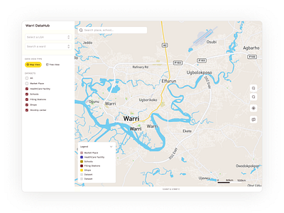 Warri DataHub dashboard map saas ui ux