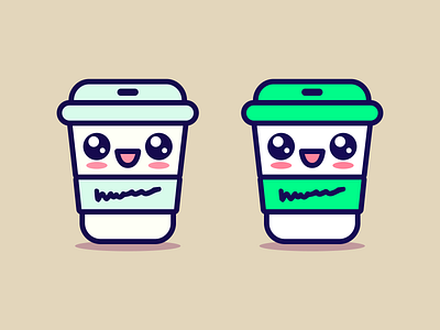 Sunday Work: Kawaii Style Coffee Cup Character anime bright cafe cartoon coffee colors cup cute doodle drawing eyes funny illustration japanese kawaii manga mascot neon pastel style