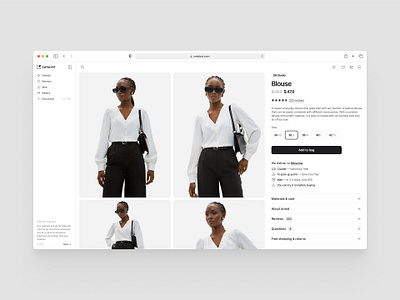 Product card page of the Catalyst add to bag card cart collapse design ecommerce gallery inspiration item minimal product shop simple size store tips ui ux wear website