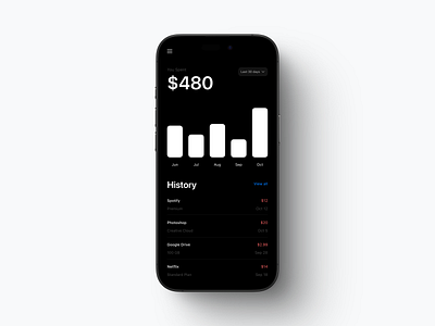 Subscription Expense Tracker – Mobile UI. app app design app ui clean graphic design ios minimalist phone ui webdesign