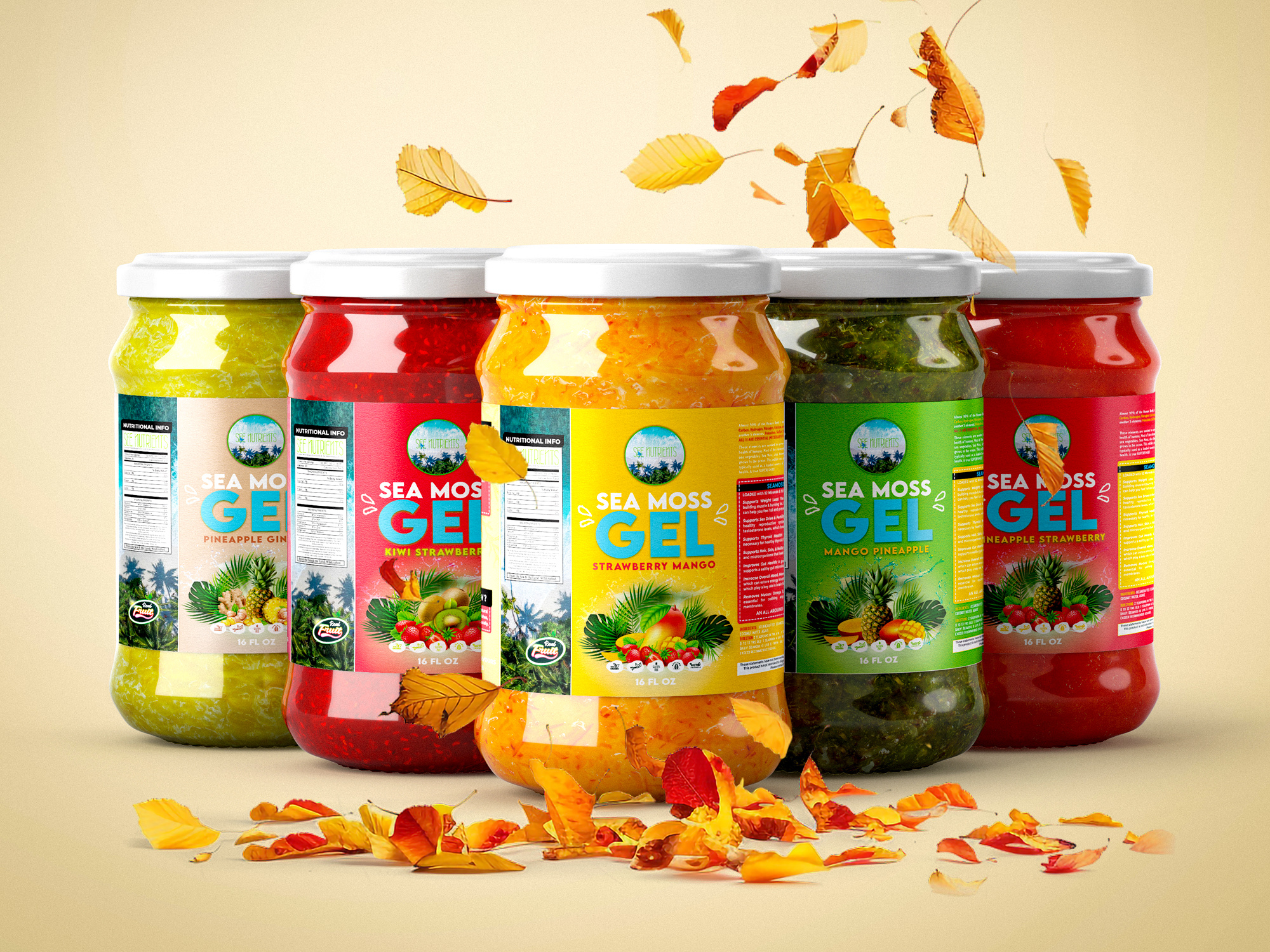 Sea Moss AppleSauce Gel display product packaging food supplements label packaging design packaging printing design product label