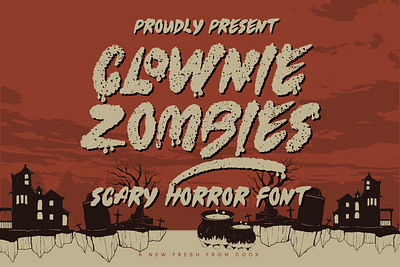 Clownie Zombies – Scary Horror Font alternate blood brush dark flyer font halloween handwritten horror ligature metalrock movie old poster scare scary script textured typeface vintage