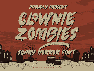 Clownie Zombies – Scary Horror Font alternate blood brush dark flyer font halloween handwritten horror ligature metalrock movie old poster scare scary script textured typeface vintage