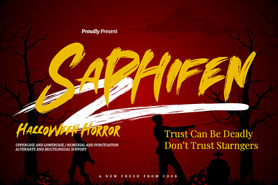 Saphifen – Halloween Horror Font alternate blood brush cinema dark font ghost halloween horror movie october old scary scream script spooky typeface typography vintage zombie