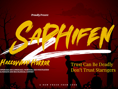 Saphifen – Halloween Horror Font alternate blood brush cinema dark font ghost halloween horror movie october old scary scream script spooky typeface typography vintage zombie