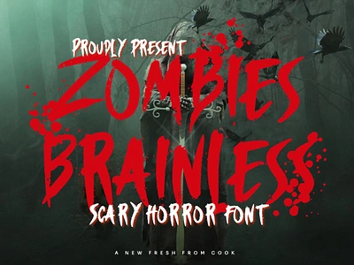 Zombies Brainless – Scary Horror Font blood brush cinema dark ghost halloween handwritten horror movie new old scrae scream script textured typeface typography vintage web zombie