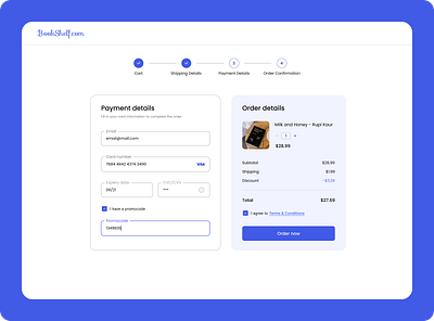 Daily UI Challenge #002 - Credit Card Checkout bookstore checkout checkoutpage concept dailyui ordernow payment paymentdetais ui