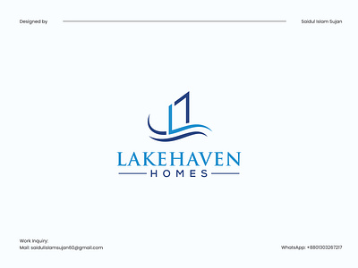 Minimalist Real Estate Logo | Modern House Logo, Lakehaven Homes blue brand logo branding company logo creative logo geometric graphic design home house illustration lake logo design minimalist modern property real estate real estate logo realty vector visual identity