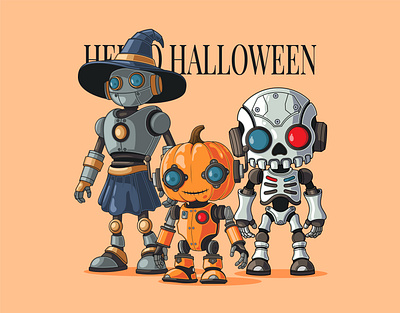 Free Halloween Robot Characters cartoon design design design tshirt graphic design halloween halloween character halloween logo halloween mascot halloween party halloween poster illustration logo mascot mascot design print design retro retro cartoon shirt tshirt tshirt design