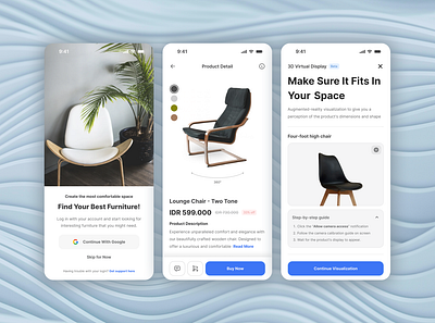 Furniture Ecommerce Mobile App 3d blue clean furniture interiordesign mobiledesign motion graphics ui