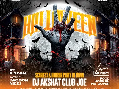 Halloween Flyer club club flyer costume party flyer design halloween halloween costume halloween dinner halloween horror night halloween night halloween party halloween vibes halloween week halloween weekend halloween2024 horror night horror night party scary party spooky spooky month spooky season