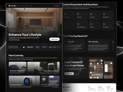 Controlly - Smart Home Website Animations ai landing page animation landingpages apps website download control home pages interaction website interior design internet of things iot landingpage marketing page minimalist saas saas landing page smart home smarthome smarthome app vektora web page website