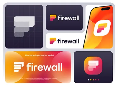 Firewall logo app antivirus blockchain branding crypto cybersecurity defi design fintech firewall icon identity logo mark minimalism pattern saas security tech web3