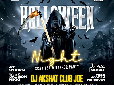 Halloween Flyer club club flyer event flyer design ghost party halloween halloween dinner night halloween event halloween flyer halloween night halloween party halloween weekend holiday horror night party instagram party pumpkin craving scary night spooky spooky month