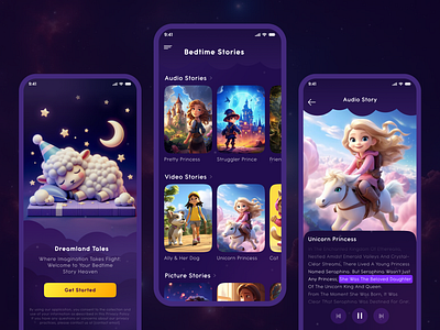 Story Application ai app application bedtimestories ui uidesign ux uxmagic