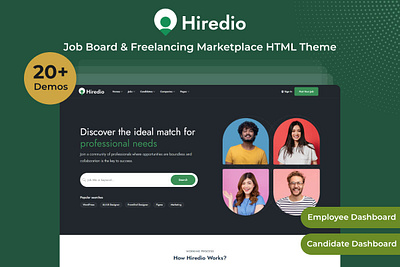 Hiredio - Job Board Theme career employer freelancing job board job seeker recruitment resume talents