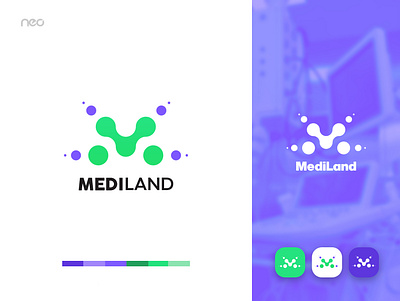 Mediland brand brand branding graphic design m m logo medical neostudio