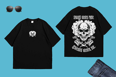 Skulls Never Fade, Legends Never Die Custom T-shirt Design active t shirt active t shirts apparel cloths custom t shirt design graphic design legends never die tshirt legends tshirts new trend skull tshirt t shirt design