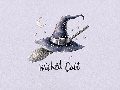 "Wicked Cute" - Funny Halloween Clipart Series clipart clipart bundle clipart set cute design digital art fantasy funny halloween illustration joke magic pun watercolor witch