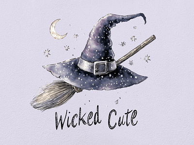 Wicked Cute - Funny Halloween Clipart Series clipart clipart bundle clipart set cute design digital art fantasy funny halloween illustration joke magic pun watercolor witch