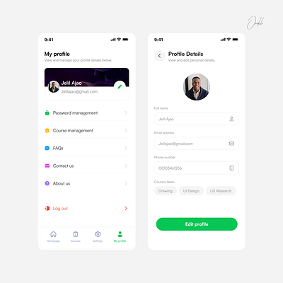 Profile mobile screen design figma mobile app profile screen ui ux