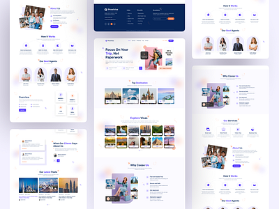 Pexelvisa _Online Visa Consultancy Website agency analysis cards destination gradient knehad24 landing page minimal design online visa saas travel travel agency travelling ui design vacation visa consultant visa consulting visa service webapp white