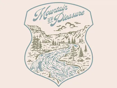 Mountain of Pleasure artwork badge badge design branding design designer drawing graphic design hand drawn illustration logo mountain outdoor vector vintage design