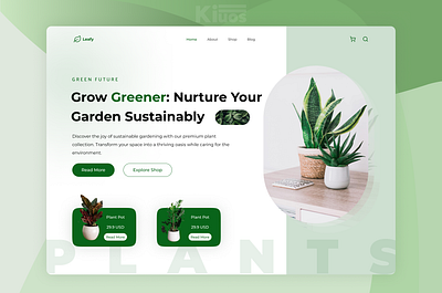 Natural Plants and Decorative Website Design - Killuos decoration decorative design designer figma graphic design grass green greenery hero section landing page nature plant plants pot ui ux web web design website