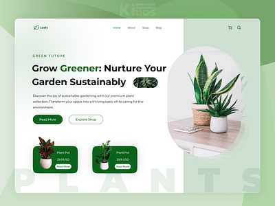 Natural Plants and Decorative Website Design - Killuos decoration decorative design designer figma graphic design grass green greenery hero section landing page nature plant plants pot ui ux web web design website